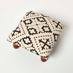 Homescapes Reva Black Geometric Footstool, 40 X 40 X 25 Cm - thumbnail 5
