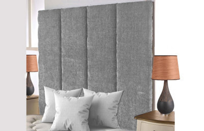 "Adore Designs Stafford Chenille 4Ft Small Double 36"" Headboard -  Light Grey"