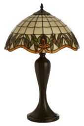Orsina Tiffany Umbrella Shade Table Lamp, Hand Cut Stained Glass With Floral Motifs, Bronze Resin Base - thumbnail 3
