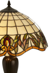 Orsina Tiffany Umbrella Shade Table Lamp, Hand Cut Stained Glass With Floral Motifs, Bronze Resin Base - thumbnail 2