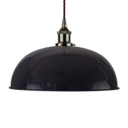 Navy Blue Worcester Painted Dome Pendant Light With Black Nickel Lamp Holder And Brown Twisted Cable - Se Home - thumbnail 1