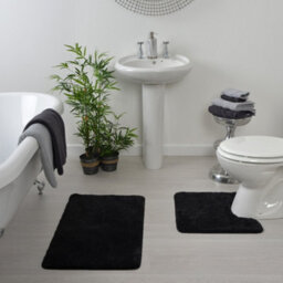 Allure Bath Fashions Luxury Microfibre Pedestal Toilet Mat Non-Slip - Black - thumbnail 4