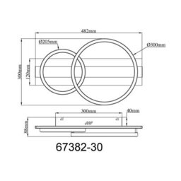 Luminosa Lighting Luminosa Norberto Twin Ring Semi Flush Ceiling Light Matt Black Led 4000K - thumbnail 9