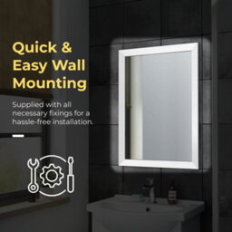 Ibathuk Brillia Modern Wall Hung Bathroom Mirror, Pewter Framed Bevelled Glass, Stylish Decorative Bathroom Furniture - thumbnail 5