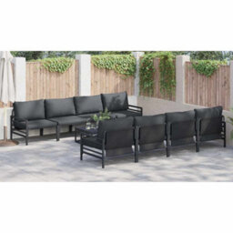Berkfield Garden Sofa Set With Cushion 9 Pcs Anthracite Steel & Fabric - thumbnail 4