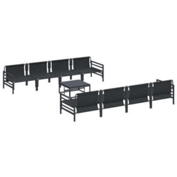Berkfield Garden Sofa Set With Cushion 9 Pcs Anthracite Steel & Fabric - thumbnail 6