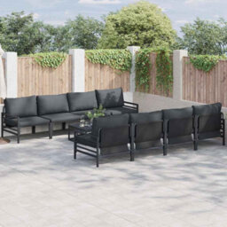 Berkfield Garden Sofa Set With Cushion 9 Pcs Anthracite Steel & Fabric - thumbnail 1