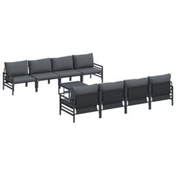 Berkfield Garden Sofa Set With Cushion 9 Pcs Anthracite Steel & Fabric - thumbnail 2