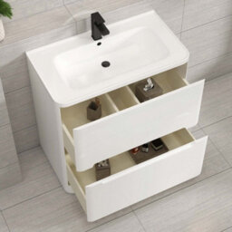 Royal Bathrooms Venice 800mm Gloss White Floor Standing Vanity Unit 2 Drawer With Ceramic Basin - thumbnail 4