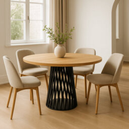 Ashford Blake Amberley Round Solid Oak Dining Table Lattice Base - 150 - thumbnail 1