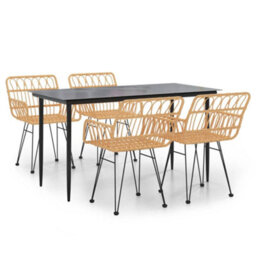 Walplus 5 Piece Garden Dining Set Poly Rattan - thumbnail 2