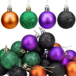 24 Pieces 30 mm Halloween Decoration Baubles Mini Tree Baubles Hanging Ball Halloween Ornaments For Party Home Decor, Black Purple - thumbnail 2