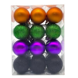 24 Pieces 30 mm Halloween Decoration Baubles Mini Tree Baubles Hanging Ball Halloween Ornaments For Party Home Decor, Black Purple - thumbnail 1