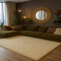 Uetian Light Beige Large Area Shaggy Rug Soft Texture 5 Pile Thickness For Living Room Attic Light Beige   (160X230) - thumbnail 4