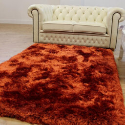 Orange Easy To Clean Plain Handmade , Luxurious , Modern , Plain , Shaggy , Sparkle Rug For Living Room, Bedroom - 70Cm X 140Cm - thumbnail 1