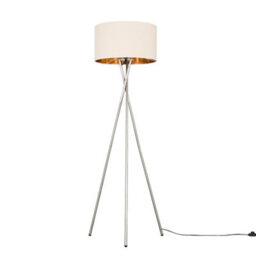 Valuelights Camden Brushed Chrome Tripod Floor Lamp With Beige/gold Shade - thumbnail 3