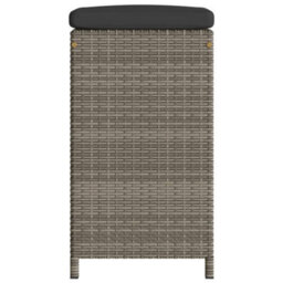 Berkfield Garden Bar Stools With Cushions 2 Pcs Grey Poly Rattan - thumbnail 5