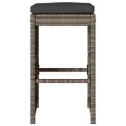 Berkfield Garden Bar Stools With Cushions 2 Pcs Grey Poly Rattan - thumbnail 4