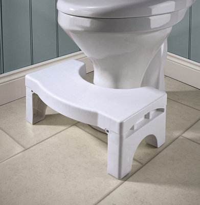Folding Toilet Squat Stool - White Leg Raising Bathroom Loo Foot Step Stool Squatting Aid For Adults Or Kids - 17 X 25 X 41Cm