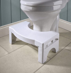 Folding Toilet Squat Stool - White Leg Raising Bathroom Loo Foot Step Stool Squatting Aid For Adults Or Kids - 17 X 25 X 41Cm