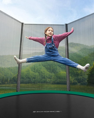 Songmics Compact Trampoline For Outdoor Spaces, With Safety Cover, Ladder And Cushioned Bars, Dark Green - image 1