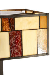 Orsina Square Deco Floor Lamp, Multicoloured Glass Shade With Textured Finish, Rustic Bronze Iron Frame - thumbnail 2