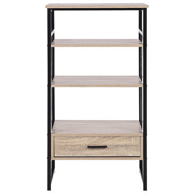 Beliani Console Table Tv Stand Dark Brown - Industrial Metal Frame, 3 Shelves 1 Drawer, Compact W56 X D51 X H101Cm - image 1