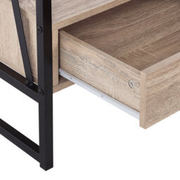 Beliani Console Table Tv Stand Dark Brown - Industrial Metal Frame, 3 Shelves 1 Drawer, Compact W56 X D51 X H101Cm - thumbnail 7