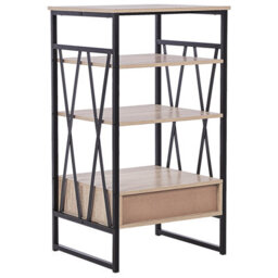 Beliani Console Table Tv Stand Dark Brown - Industrial Metal Frame, 3 Shelves 1 Drawer, Compact W56 X D51 X H101Cm - thumbnail 6