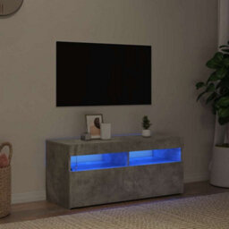 Berkfield Modern Tv Cabinet With Led Lights Concrete Grey 90X35X40 Cm - thumbnail 2