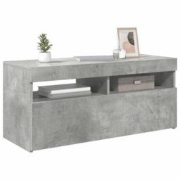 Berkfield Modern Tv Cabinet With Led Lights Concrete Grey 90X35X40 Cm - thumbnail 6