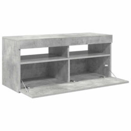 Berkfield Modern Tv Cabinet With Led Lights Concrete Grey 90X35X40 Cm - thumbnail 8