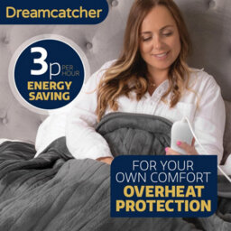 Dreamcatcher Deluxe Grey Electric Throw Heated Double Over Blanket Soft Fleece 9 Heat & 12 Timer Settings - thumbnail 4
