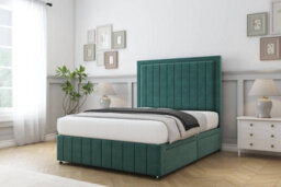 "Sloomy Pemberton Emerald Plush Divan Bed Set 2 Drawers Right Side - 26"" Strutted  & 12"" Footboard 5' King" - thumbnail 2