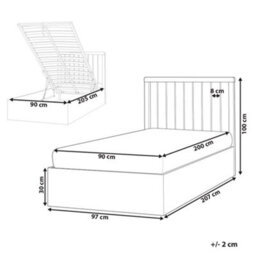 Beliani Ottoman Bed Rouvillers 90 X 200 Cm (Eu Single) White - thumbnail 3