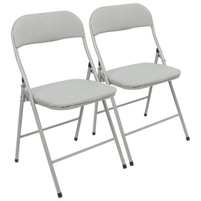 Harbour Housewares Fabric Padded Metal Folding Chairs - Grey - Pack Of 2 - image 1