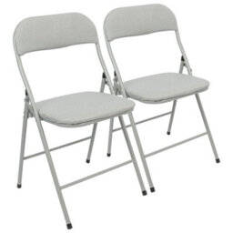 Harbour Housewares Fabric Padded Metal Folding Chairs - Grey - Pack Of 2 - thumbnail 1