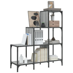 Berkfield Bookcase Grey Sonoma 92X30X102 Cm Engineered Wood And Metal - thumbnail 4