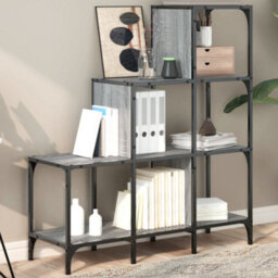 Berkfield Bookcase Grey Sonoma 92X30X102 Cm Engineered Wood And Metal