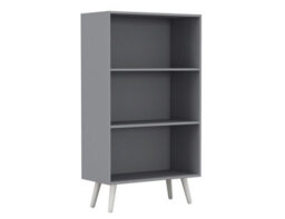 Urbn-Living Urbnliving 110Cm Height 3 Tier Grey Bookcase Storage Cabinet Scandinavian Style White Legs Dining Room Display Unit - thumbnail 2