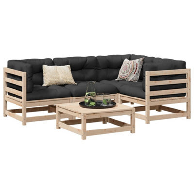 Berkfield 5 Piece Garden Sofa Set Solid Wood Pine - image 1