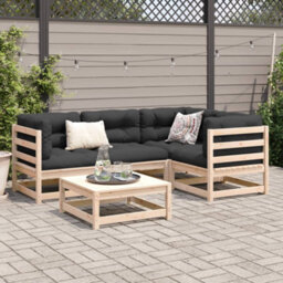 Berkfield 5 Piece Garden Sofa Set Solid Wood Pine - thumbnail 3