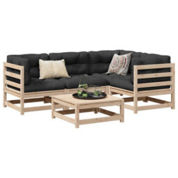 Berkfield 5 Piece Garden Sofa Set Solid Wood Pine - thumbnail 1