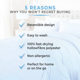 Casa Bonita Coverless Duvet With Built-In Super-Soft Peach Skin Cover - Easy Care Hollowfibre Filling - Duvet Only - Single - Blue - thumbnail 4