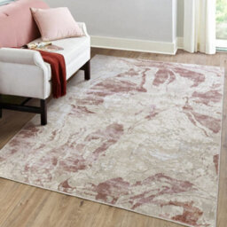 The Rug Edit Ritz Abstract Metallic Pink Living Room Rug - 80X140Cm