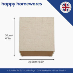 Happy Homewares Contemporary And Sleek Taupe Linen Fabric Small Square Lamp Shade 40W Maximum - thumbnail 5