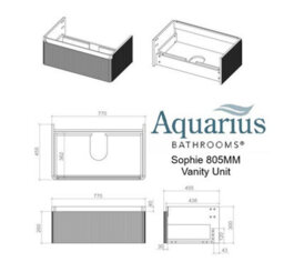 Aquarius Sophie 805mm Vanity Unit With 1Th Basin Matt White - thumbnail 3