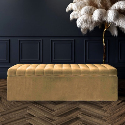 Safar 6Ft Ottoman Storage Box - Mink Plush Velvet - image 1