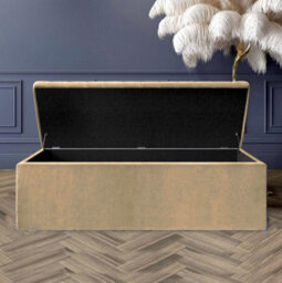 Safar 6Ft Ottoman Storage Box - Mink Plush Velvet - thumbnail 2