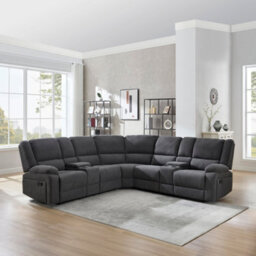 More4Homes Praga Corner Fabric Recliner Sofa Dark Grey